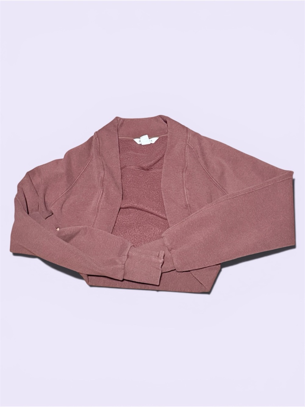 Athleta Cropped Open-Front Bolero Cardigan Sweatshirt - Brown